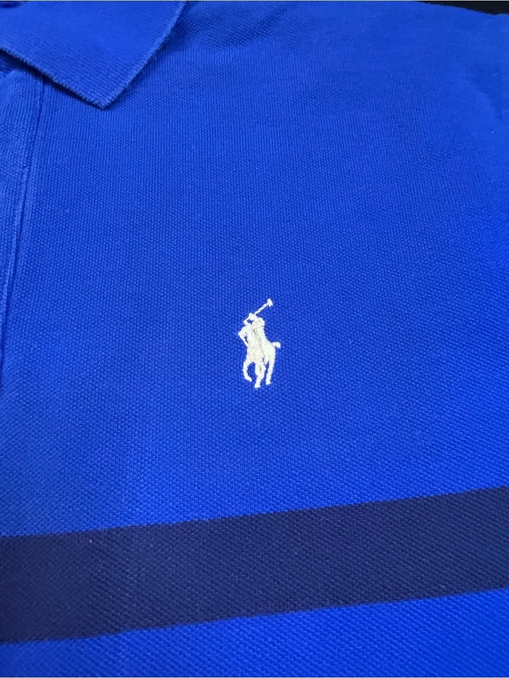 Ralph Lauren Blue and Navy Striped Polo Shirt